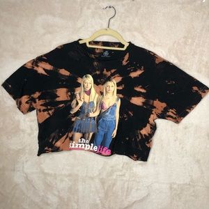 TIE DYE CROPPED BLACK T SZ LARGE